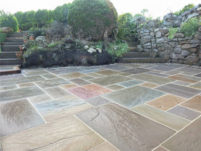 eDecks Calibrated 22mm Indian Stone Outdoor Patio Paving Slabs Raj Blend Sandstone (16.5M2 Project Pack)