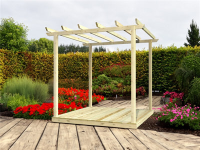 Edecks Standard Decking Kit Pressure Treated Timber With Pergola (2.4M X 2.4M)No Handrails from B&Q