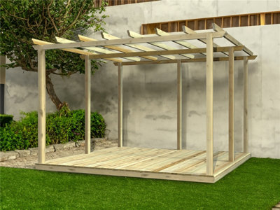 Edecks Standard Decking Kit Pressure Treated Timber With Pergola (3.6M X 3.6M)No Handrails from B&Q