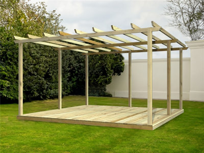 Edecks Standard Decking Kit Pressure Treated Timber With Pergola (4.2M X 4.2M)No Handrails from B&Q