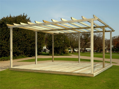 Edecks Standard Decking Kit Pressure Treated Timber With Pergola (4.8M X 4.8M)No Handrails from B&Q