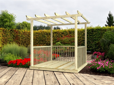 Edecks Standard Decking Kit Pressure Treated Timber With Pergola (2.4M X 2.4M)Colonial Handrails from B&Q