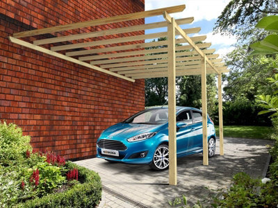 Edecks Contemporary Lean To Carport Wooden Garden Pergola (W 4200mm X L 4800mm) With Bolt Down Anchors (2.1M) from B&Q