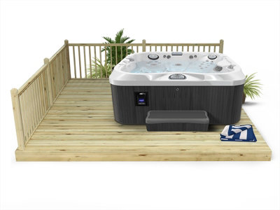 Edecks Standard Redwood 120mm Hot Tub Outdoor Garden Decking Kit 4.2M X 4.2M Pressure Treated Timber With Colonial Handrails from B&Q