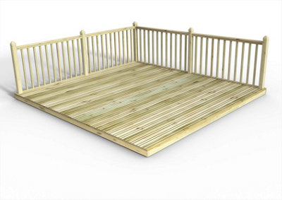 Edecks Anti Slip Standard Decking Kit Pressure Treated Timber (3.6M X 3.6M)Colonial Handrails from B&Q