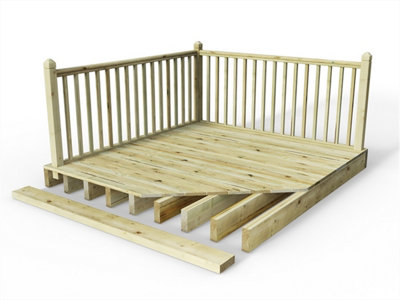 Edecks Standard Redwood 120mm Hot Tub Outdoor Garden Decking Kit 3M X 3M Pressure Treated Timber With Colonial Handrails from B&Q