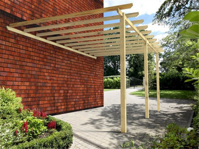 Edecks Heavy Duty Contemporary Lean To Carport Wooden Garden Pergola (W 3600mm X L 4800mm) With Steel Spikes (2.1M) from B&Q
