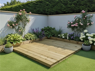 Edecks Standard Redwood Decking Kit145mm Deck Boards With Joists & Fixings2.4M X 2.4M No Handrails from B&Q