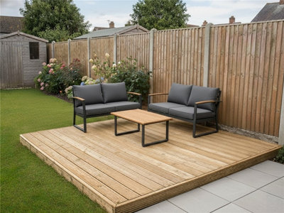 Edecks Standard Redwood Decking Kit145mm Deck Boards With Joists & Fixings3.6M X 3.6M No Handrails from B&Q