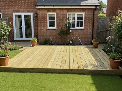 Edecks Standard Redwood Decking Kit145mm Deck Boards With Joists & Fixings4.8M X 4.8M No Handrails from B&Q