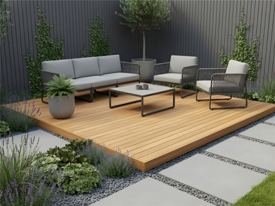 Edecks Balau Hardwood Decking Kit145mm Deck Boards With Joists & Fixings6M X 6M No Handrails from B&Q
