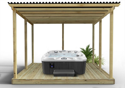 Edecks Standard Redwood Bitumen Roof Hot Tub Outdoor Garden Decking Kit 3.6M X 3.6M Pressure Treated Timber With No Handrails from B&Q