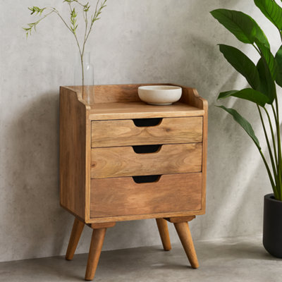 Wyld Haus Bagnoregio Mango Wood 3-Drawer Bedside Table from B&Q
