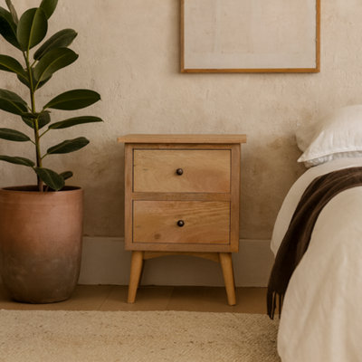 Wyld Haus Neive Scandi Mango Wood Bedside With 2 Drawers from B&Q