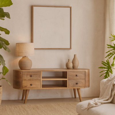 Wyld Haus Padua Round Natural Mango Wood Entertainment Tv Unit 4 Drawers from B&Q