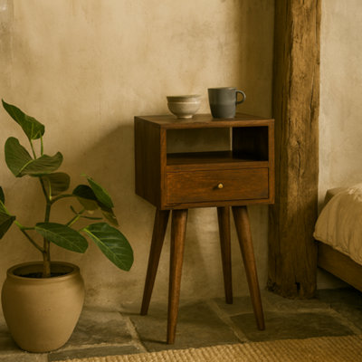 Wyld Haus Olbia Mini Chestnut Mango Wood Bedside Table With Drawer from B&Q