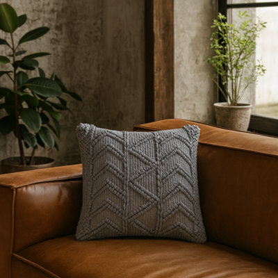 Wyld Haus Snowshill Set Of 2 Handwoven Grey Zig Zag Cushion Covers 450X450 mm from B&Q