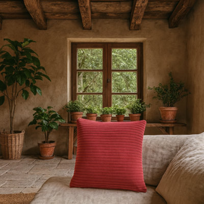 Wyld Haus Verezzi Ribbed Red Cushion Covers Set Of 2 450mm X 450mm from B&Q