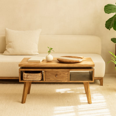 Wyld Haus Arezzo Classic Granary Coffee Table2 Drawers With Brass Detail800mm from B&Q