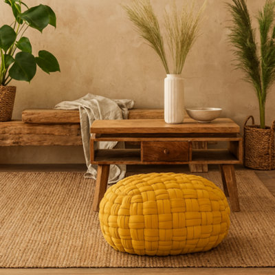 Wyld Haus Lucca Mustard Cotton Woven Pouffe Oval 480X360mm from B&Q