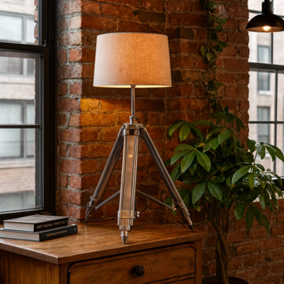Wyld Haus Modena Chrome Tripod Lamp With Cream Shade from B&Q