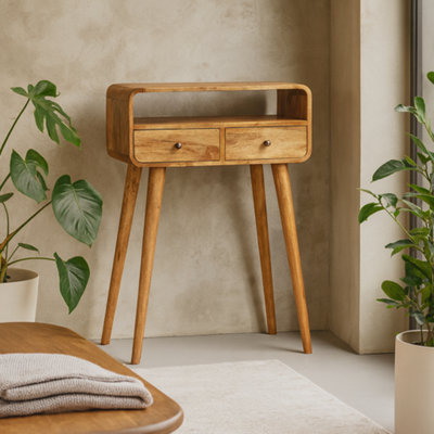 Wyld Haus Peschiera Mini Curved Oak Mango Wood Console Table from B&Q