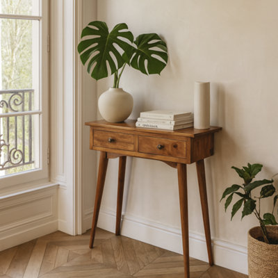 Wyld Haus Parma Mini Mango Wood Hallway Console Table 2 Drawers from B&Q