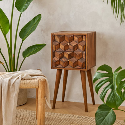 Wyld Haus Olbia Mini Chestnut Mango Wood 2-Drawer Bedside Table from B&Q