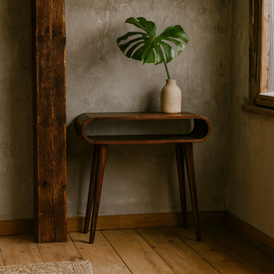 Wyld Haus Porquerolles Mango Wood Console TableOpen ShelfChestnut900 X 350 X 800 mm from B&Q