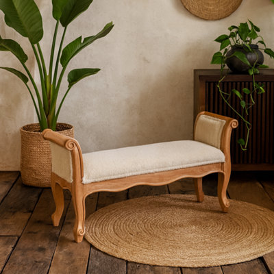 Wyld Haus Tahala Cream Bouclé Bench With Cabriole Legs from B&Q