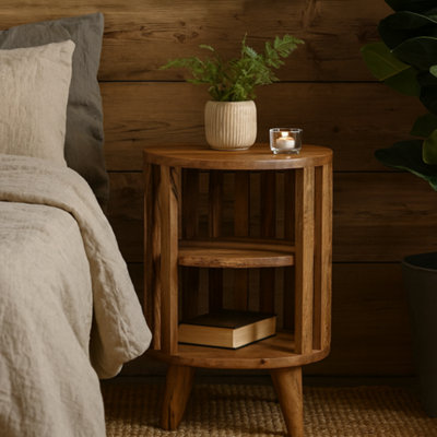 Wyld Haus Kaiula Double Shelf Bedside Table In Oak Mango Wood from B&Q
