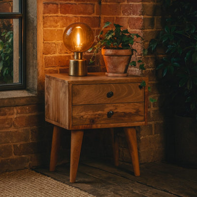 B&Q -  Parma Small Mango Wood Bedside TableRustic Compact Nightstand