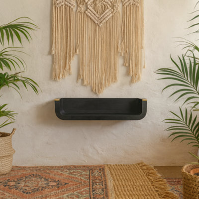 Wyld Haus Dinan Black Mango Wood Floating Console Table from B&Q
