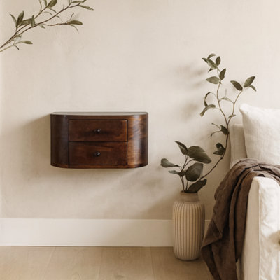 Wyld Haus Kukuihaele 2-Drawer Floating Bedside Table Solid Mango Wood Chestnut from B&Q