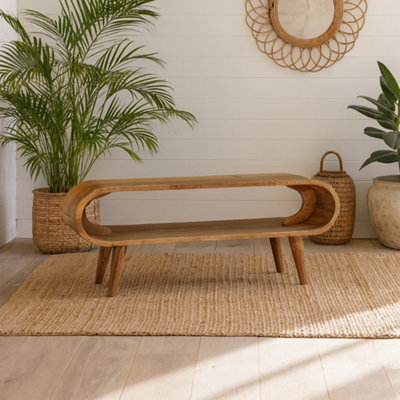 Wyld Haus Porquerolles Nordic Oak Mango Wood Open Oval Coffee Table D35Cm H40Cm W90Cm from B&Q