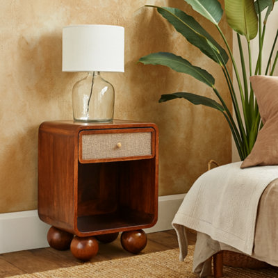Wyld Haus Como Chestnut Woven Bedside Table With Drawer from B&Q