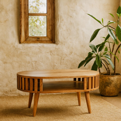 Wyld Haus Varenna Natural Mango Wood Slatted Coffee Table By from B&Q