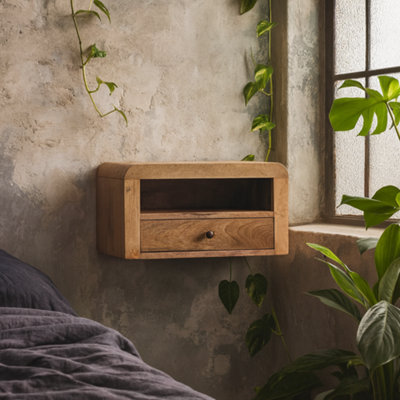 Wyld Haus Olbia Chunky Mango Wood Floating Bedside Table from B&Q