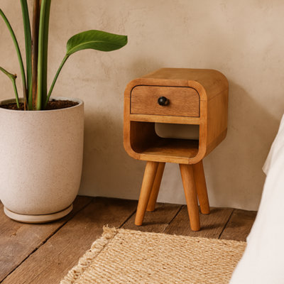 Wyld Haus Cagliari Small Curve Natural Mango Wood Bedside Table from B&Q