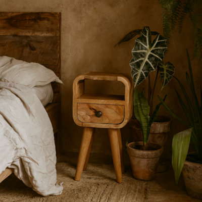 Wyld Haus Cagliari Small Mango Wood Bedside Table With Drawer And Shelf from B&Q