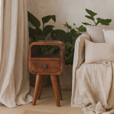 Wyld Haus Cagliari Small Chestnut Mango Wood Bedside Table With Drawer And Shelf from B&Q