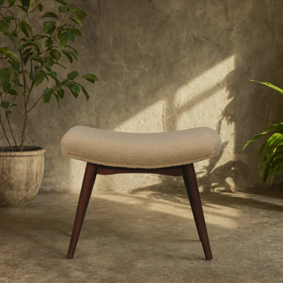 Wyld Haus Bolzano Caramel Boucle Cream Curved Bench from B&Q