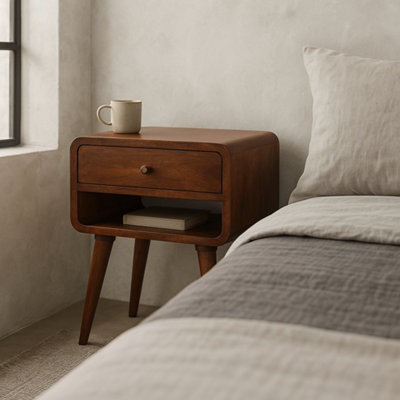 Wyld Haus Taormina Solid Mango Nightstand With Drawer And Shelf from B&Q