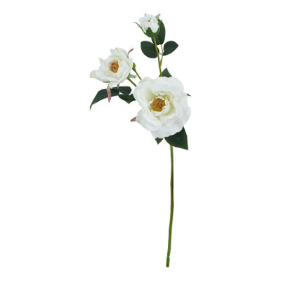 Wyld Haus Set Of 3 White Tea Rose Artificial Flower Stems600mm Tall from B&Q
