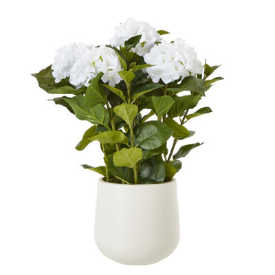Wyld Haus Artificial Medium White Hydrangea In White Ceramic Pot from B&Q