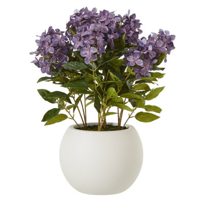 Wyld Haus Medium Purple Artificial Hydrangea In White Ceramic Pot from B&Q