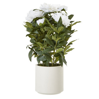 Wyld Haus Artificial Large White Peony Plant In White Ceramic Pot By from B&Q
