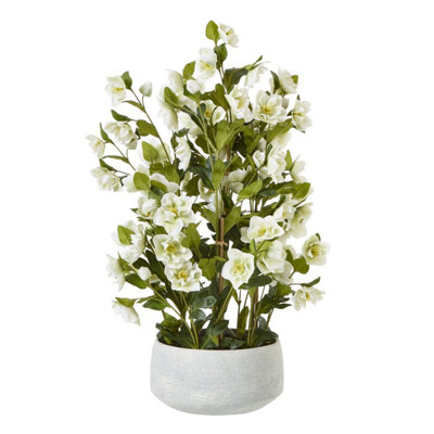 Wyld Haus Large Artificial White Hellebore With Grey Ceramic Pot 85Cm from B&Q