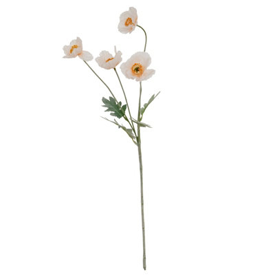 Wyld Haus Set Of 3 Cream Papaver Poppy Artificial Flower Sprays58Cm By from B&Q
