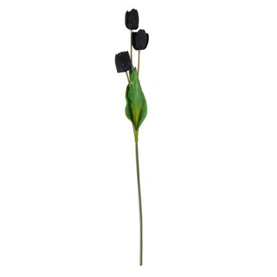 Wyld Haus Set Of 3 Black Tulip Artificial Flower Stems 1050mm from B&Q